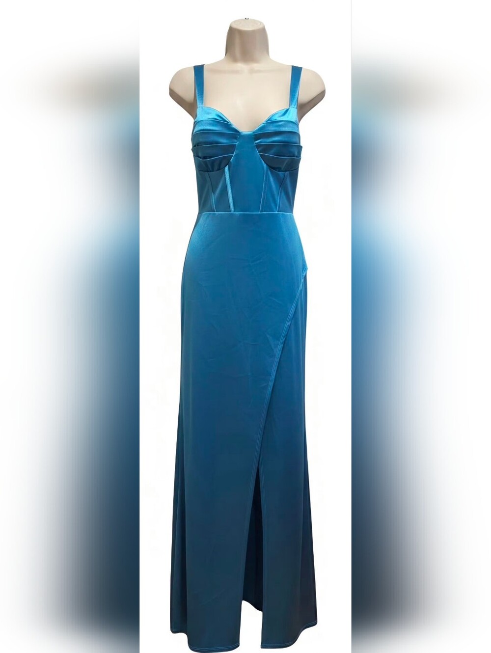 next Turquoise Blue Satin Strapless Bodice Top